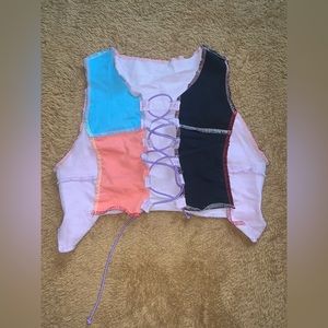 Shein Y2K Lace-Up Crop Top Multi-Color